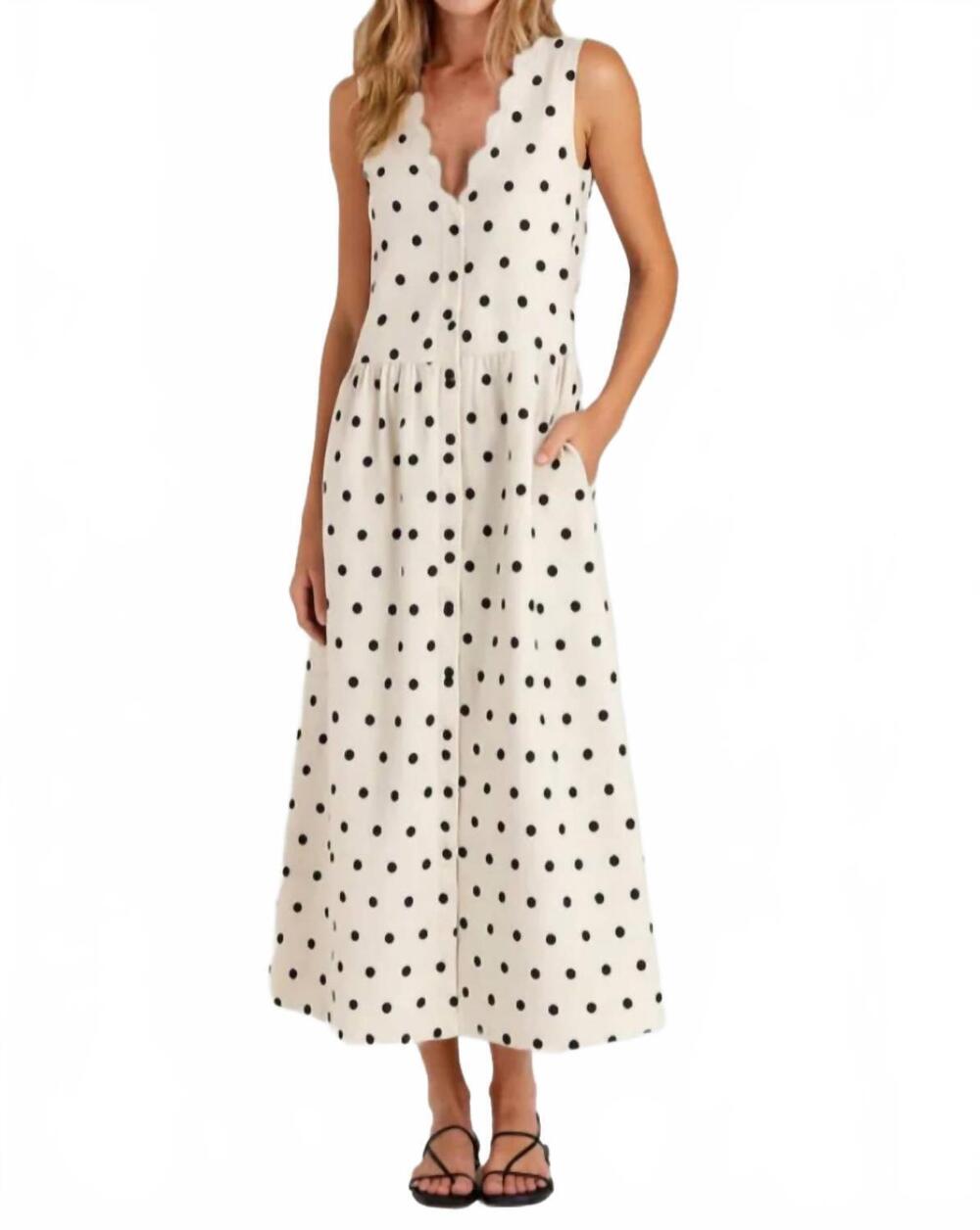 NEW SUNDAYS polka dot sabrina dress in beige